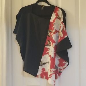 Chicos black label black and red floral top small